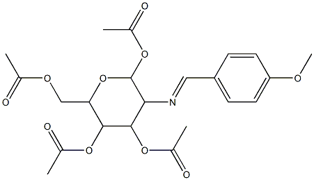 (E)-6-(acetoxyMethyl)-3-(4-MethoxybenzylideneaMino)tetrahydro-2H-pyran-2,4,5-triyl triacetate Struktur