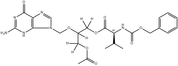 O-ACETYL N-BENZYLOXYCARBONYL VALGANCICLOVIR-D5, 1356354-05-6, 结构式