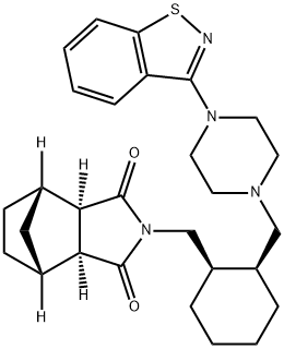 (3aR,4S,7R,7aS)-2-{(1R,2S)-2-[4-(1,2-benzisothiazol-3-yl)piperazin-1-ylMethyl]cyclohexylMethyl}hexahydro-4,7-Methano-2H-isoindole-1,3-dione hydrochloride Struktur
