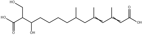 12-羟基-13-(羟基甲基)-3,5,7-三甲基-2,4-十四碳二烯二酸 结构式