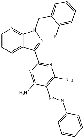 4,6-PyriMidinediaMine, 2-[1-[(2-fluorophenyl)Methyl]-1H-pyrazolo[3,4-b]pyridin-3-yl]-5-(phenylazo)- Structure