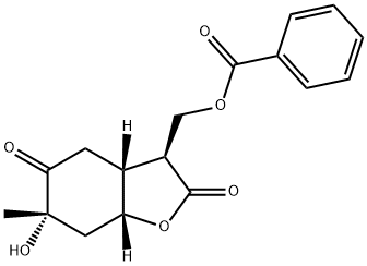 [3S,3aα,7aα,(-)]-3a,6,7,7a-Tetrahydro-6β-hydroxy-3α-[(benzoyloxy)methyl]-6-methylbenzofuran-2,5(3H,4H)-dione Struktur