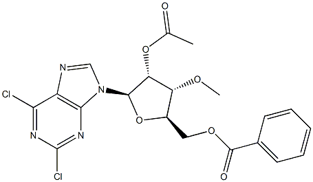 9-(2'-O-Acetyl-5'-O-benzoyl-3'-O-Methyl-beta-D-ribofuranosyl)-2,6-dichloropurine|