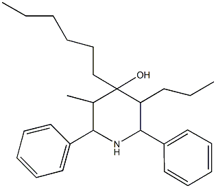 4-hexyl-3-methyl-2,6-diphenyl-5-propyl-4-piperidinol Structure