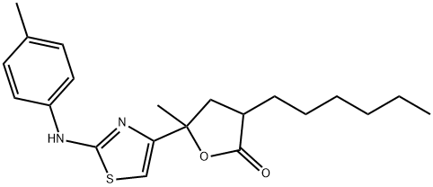 3-hexyl-5-methyl-5-[2-(4-toluidino)-1,3-thiazol-4-yl]dihydro-2(3H)-furanone Structure