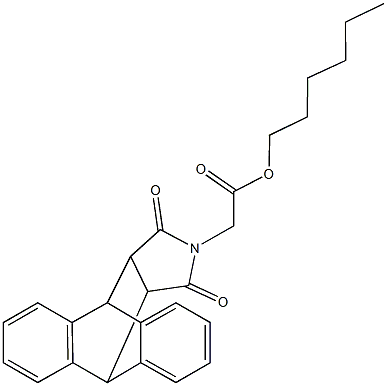 hexyl (16,18-dioxo-17-azapentacyclo[6.6.5.0~2,7~.0~9,14~.0~15,19~]nonadeca-2,4,6,9,11,13-hexaen-17-yl)acetate 结构式