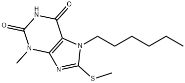 7-hexyl-3-methyl-8-(methylsulfanyl)-3,7-dihydro-1H-purine-2,6-dione Structure