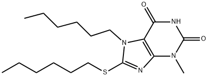 7-hexyl-8-(hexylsulfanyl)-3-methyl-3,7-dihydro-1H-purine-2,6-dione Structure