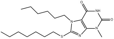 8-(heptylsulfanyl)-7-hexyl-3-methyl-3,7-dihydro-1H-purine-2,6-dione 结构式
