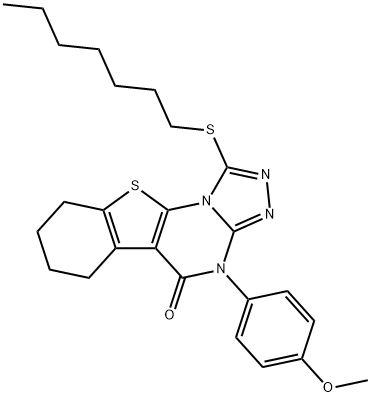 1-(heptylsulfanyl)-4-(4-methoxyphenyl)-6,7,8,9-tetrahydro[1]benzothieno[3,2-e][1,2,4]triazolo[4,3-a]pyrimidin-5(4H)-one Structure