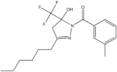 3-hexyl-1-[(3-methylphenyl)carbonyl]-5-(trifluoromethyl)-4,5-dihydro-1H-pyrazol-5-ol Structure
