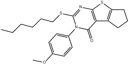 2-(hexylsulfanyl)-3-(4-methoxyphenyl)-3,5,6,7-tetrahydro-4H-cyclopenta[4,5]thieno[2,3-d]pyrimidin-4-one|