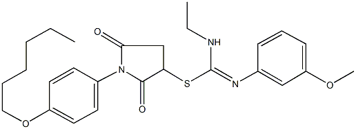 1-[4-(hexyloxy)phenyl]-2,5-dioxo-3-pyrrolidinyl N-ethyl-N'-(3-methoxyphenyl)imidothiocarbamate Structure