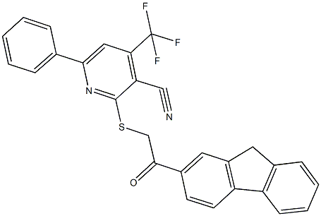 2-{[2-(9H-fluoren-2-yl)-2-oxoethyl]sulfanyl}-6-phenyl-4-(trifluoromethyl)nicotinonitrile Structure