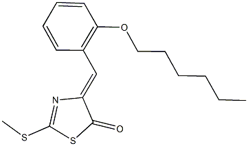 4-[2-(hexyloxy)benzylidene]-2-(methylsulfanyl)-1,3-thiazol-5(4H)-one Structure