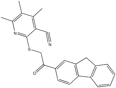 2-{[2-(9H-fluoren-2-yl)-2-oxoethyl]sulfanyl}-4,5,6-trimethylnicotinonitrile Structure