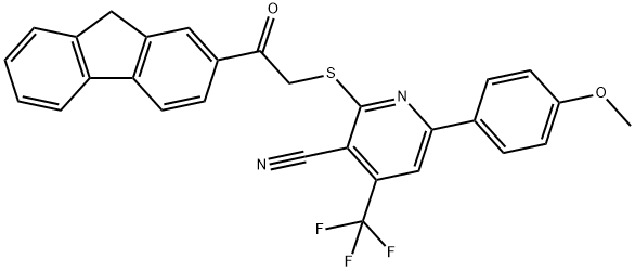 2-{[2-(9H-fluoren-2-yl)-2-oxoethyl]sulfanyl}-6-(4-methoxyphenyl)-4-(trifluoromethyl)nicotinonitrile Structure