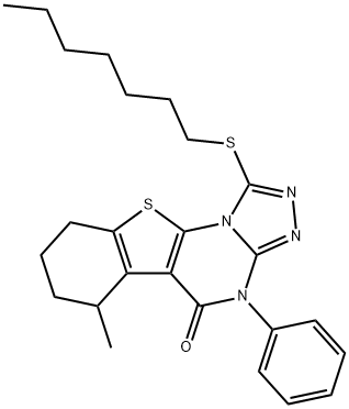 1-(heptylsulfanyl)-6-methyl-4-phenyl-6,7,8,9-tetrahydro[1]benzothieno[3,2-e][1,2,4]triazolo[4,3-a]pyrimidin-5(4H)-one|