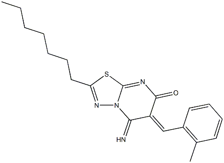 2-heptyl-5-imino-6-(2-methylbenzylidene)-5,6-dihydro-7H-[1,3,4]thiadiazolo[3,2-a]pyrimidin-7-one Structure
