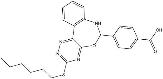 4-[3-(hexylthio)-6,7-dihydro[1,2,4]triazino[5,6-d][3,1]benzoxazepin-6-yl]benzoicacid Structure