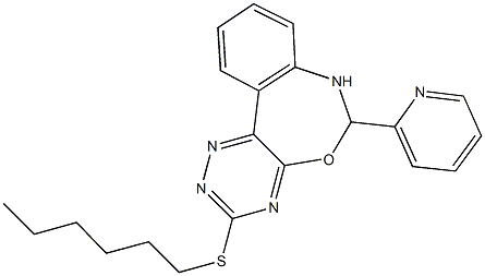 3-(hexylthio)-6-(2-pyridinyl)-6,7-dihydro[1,2,4]triazino[5,6-d][3,1]benzoxazepine Structure
