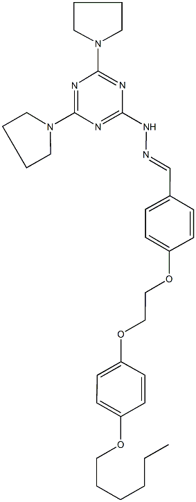 4-{2-[4-(hexyloxy)phenoxy]ethoxy}benzaldehyde (4,6-dipyrrolidin-1-yl-1,3,5-triazin-2-yl)hydrazone Structure