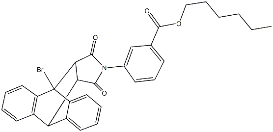 hexyl 3-(1-bromo-16,18-dioxo-17-azapentacyclo[6.6.5.0~2,7~.0~9,14~.0~15,19~]nonadeca-2,4,6,9,11,13-hexaen-17-yl)benzoate Structure