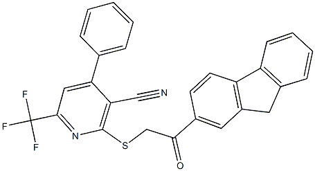 2-{[2-(9H-fluoren-2-yl)-2-oxoethyl]sulfanyl}-4-phenyl-6-(trifluoromethyl)nicotinonitrile Structure