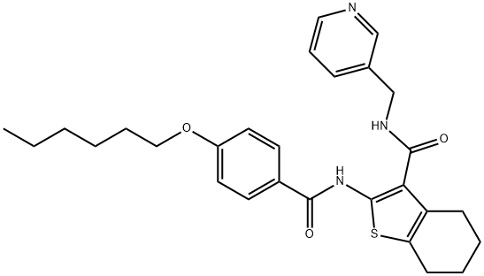 2-{[4-(hexyloxy)benzoyl]amino}-N-(3-pyridinylmethyl)-4,5,6,7-tetrahydro-1-benzothiophene-3-carboxamide Structure