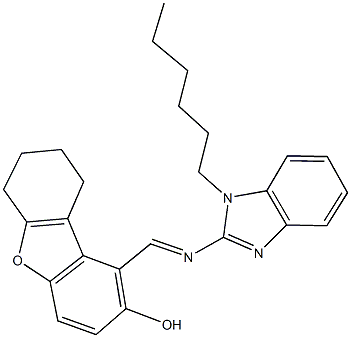 1-{[(1-hexyl-1H-benzimidazol-2-yl)imino]methyl}-6,7,8,9-tetrahydrodibenzo[b,d]furan-2-ol|