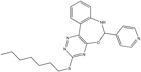 heptyl 6-(4-pyridinyl)-6,7-dihydro[1,2,4]triazino[5,6-d][3,1]benzoxazepin-3-yl sulfide Structure