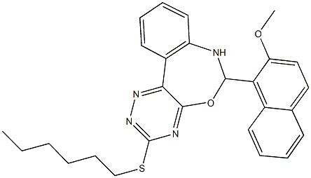 3-(hexylthio)-6-(2-methoxy-1-naphthyl)-6,7-dihydro[1,2,4]triazino[5,6-d][3,1]benzoxazepine Structure