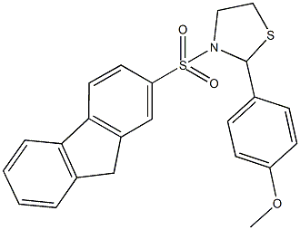 4-[3-(9H-fluoren-2-ylsulfonyl)-1,3-thiazolidin-2-yl]phenyl methyl ether Structure