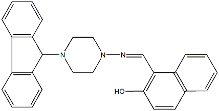 1-({[4-(9H-fluoren-9-yl)-1-piperazinyl]imino}methyl)-2-naphthol Structure