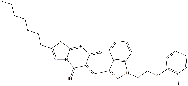 2-heptyl-5-imino-6-({1-[2-(2-methylphenoxy)ethyl]-1H-indol-3-yl}methylene)-5,6-dihydro-7H-[1,3,4]thiadiazolo[3,2-a]pyrimidin-7-one