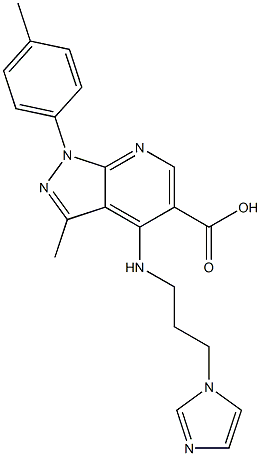 4-{[3-(1H-imidazol-1-yl)propyl]amino}-3-methyl-1-(4-methylphenyl)-1H-pyrazolo[3,4-b]pyridine-5-carboxylic acid Structure