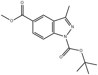 1H-Indazole-1,5-dicarboxylic acid, 3-Methyl-, 1-(1,1-diMethylethyl) 5-Methyl ester Structure
