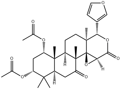 (13α,17aα)-1α,3α-Bis(acetyloxy)-14β,15β:21,23-diepoxy-4,4,8-trimethyl-D-homo-24-nor-17-oxa-5α-chola-20,22-diene-7,16-dione Structure