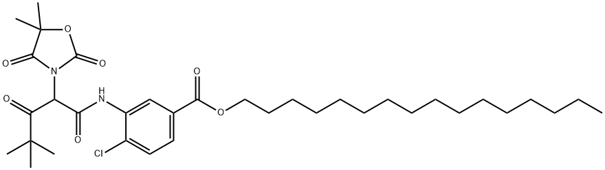 hexadecyl 4-chloro-3-[2-(5,5-dimethyl-2,4-dioxo-1,3-oxazolidin-3-yl)-4,4-dimethyl-3-oxopentamido]benzoate|4-氯-3-{[2-(5,5-二甲基-2,4-二酮-噁唑烷)-4,4-二甲基-1,3-二酮正戊基]氨基}-苯甲酸正十六酯