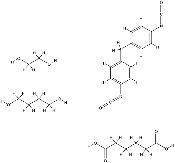 Hexanedioic acid, polymer with 1,4-butanediol, 1,2-ethanediol and 1,1-methylenebis4-isocyanatobenzene Structure