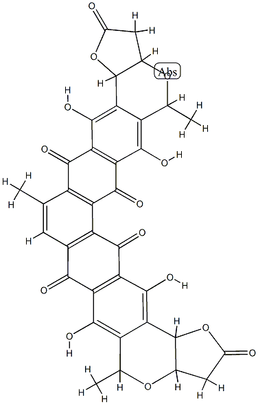 1,3a,10,11a,12,14a,19,20a-Octahydro-4,9,15,18-tetrahydroxy-6,10,19-trimethyl-2H,8H-difuro[3,2-b:3',2'-b']pentapheno[2,3-d:10,11-d']dipyran-2,5,8,13,16,17-hexone Structure
