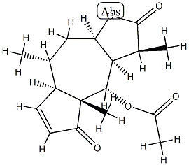 (3S)-4α-アセトキシ-3,3aα,4,4a,7aα,8,9,9aα-オクタヒドロ-3β,4aβ,8α-トリメチルアズレノ[6,5-b]フラン-2,5-ジオン 化学構造式