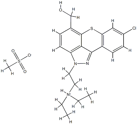 8-クロロ-2-[2-(ジエチルアミノ)エチル]-2H-[1]ベンゾチオピラノ[4,3,2-cd]インダゾール-5-メタノール·メタンスルホン酸 化学構造式