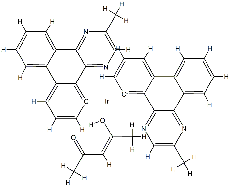 IR(MDQ)2ACAC [ビス(2-メチルジベンゾ[F,H]キノキサリン)(アセチルアセトナト)イリジウム(III)] 化学構造式