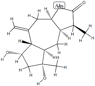 (3S,3aα,4aα,7aβ,9aα)-Dodecahydro-5α,7α-dihydroxy-3,5-dimethyl-8-methyleneazuleno[6,5-b]furan-2-one Struktur