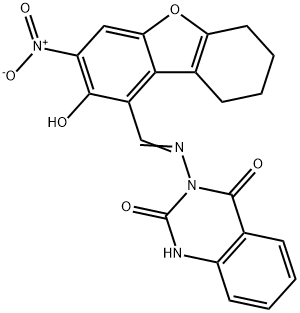 2,4(1H,3H)-Quinazolinedione,3-[[(6,7,8,9-tetrahydro-2-hydroxy-3-nitrodibenzofuran-1-yl)methylene]amino]-(9CI) Structure