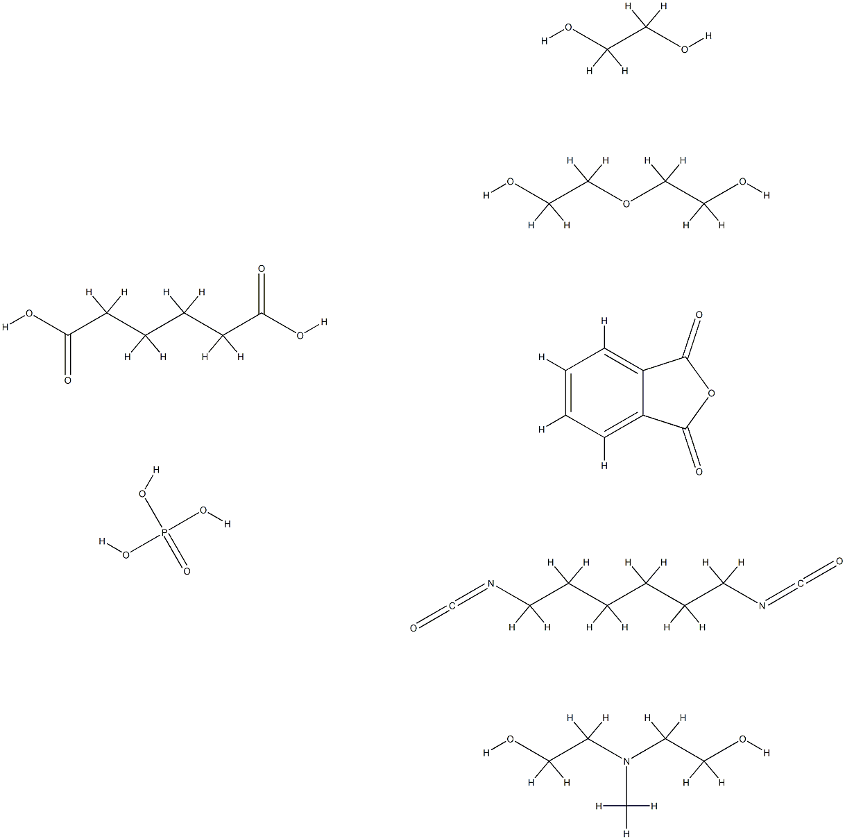 Hexanedioic acid, polymer with 1,6-diisocyanatohexane, 1,2-ethanediol, 1,3-isobenzofurandione, 2,2-(methylimino)bisethanol and 2,2-oxybisethanol, phosphate (salt)|己二酸与1,6-二异氰酸根合己烷、1,2-乙二醇、邻苯二甲酸酐、2,2'-(甲亚氨基)双(乙醇)、2,2'-氧基双(乙醇)和聚合物磷酸盐