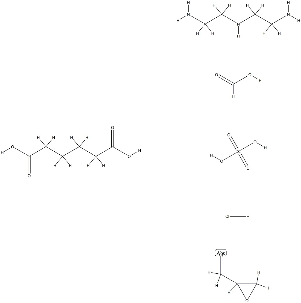 Hexanedioic acid, polymer with N-(2-aminoethyl)-1,2-ethanediamine and (chloromethyl)oxirane, formate hydrochloride sulfate Structure