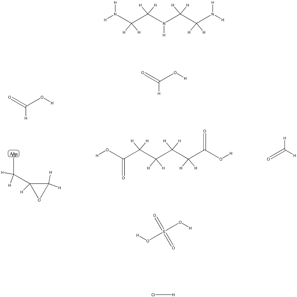Hexanedioic acid, polymer with N-(2-aminoethyl)-1,2-ethanediamine, (chloromethyl)oxirane, formaldehyde and formic acid, formate hydrochloride sulfate Structure