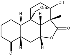 (3S)-3,3a,5aβ,6,6aβ,8,9,10,10aα,10cβ-Decahydro-3α-hydroxy-3aβ-methyl-7H-3,10bβ-ethano-1H,4H-benzo[h]furo[4,3,2-de]-2-benzopyran-4,7-dione Struktur